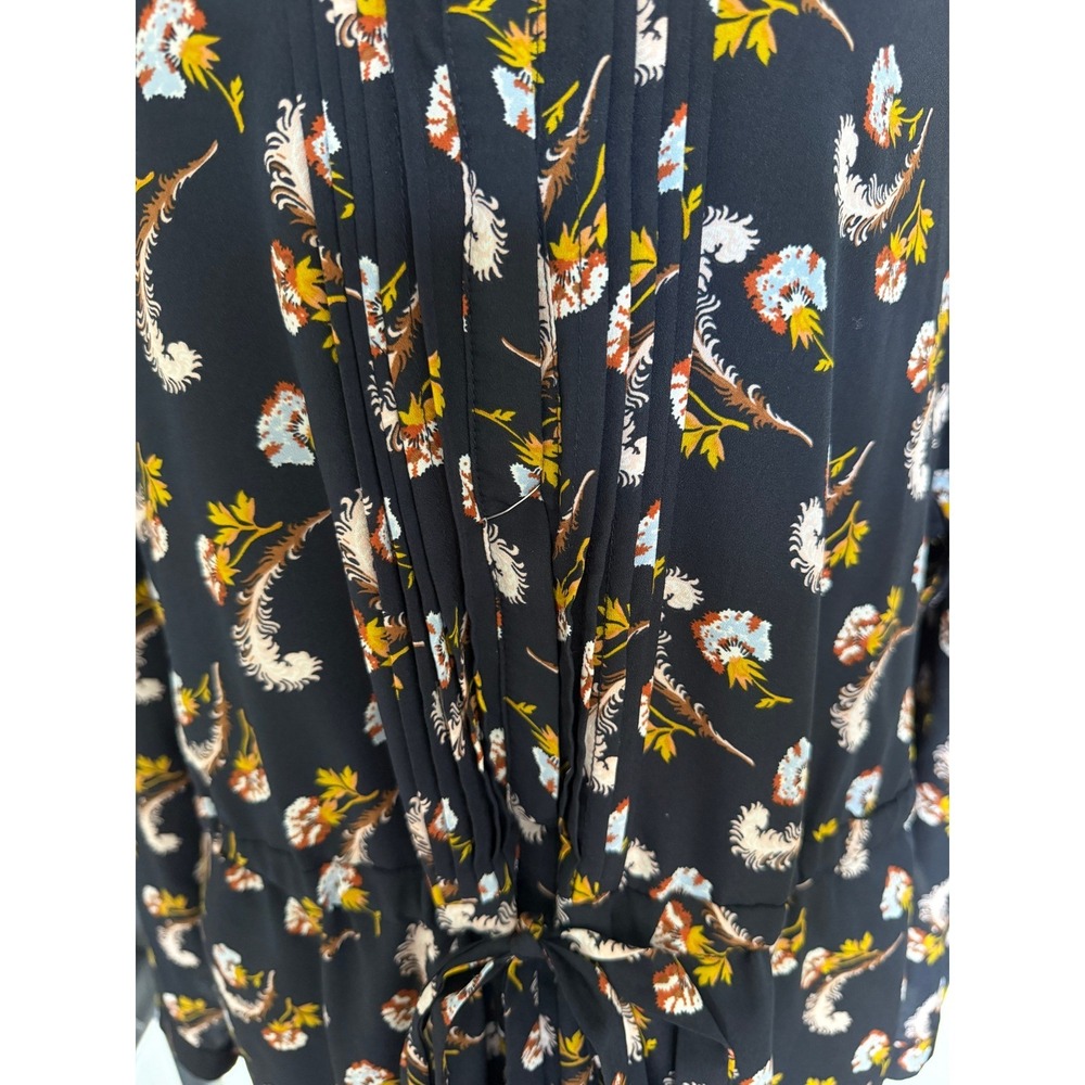 Banana Republic Navy Blue Feather Print Pintuck Shirt Dress Long Sleeve - Picture 12 of 15